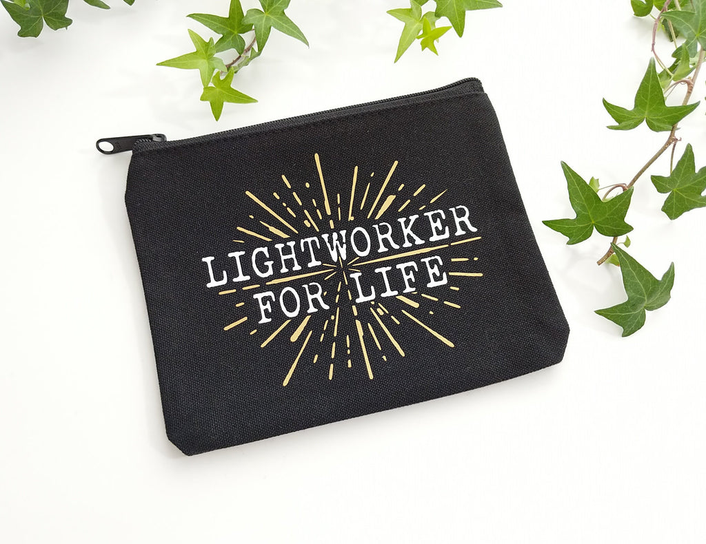 Lightworker For Life Black Canvas Zipper Bag 