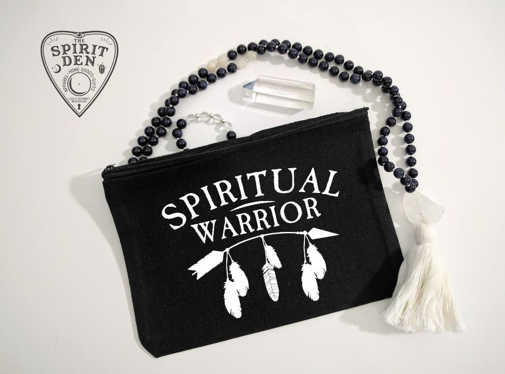 Spiritual Warrior Black Canvas Zipper Bag 