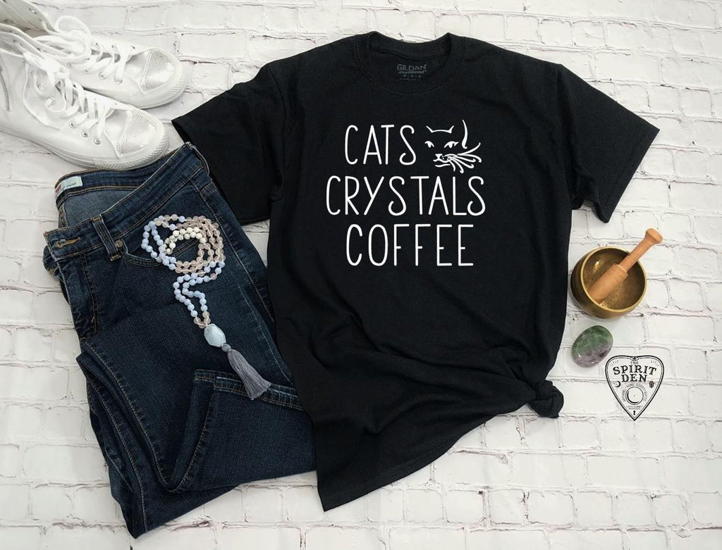 Cats Crystals Coffee T-Shirt Extended Sizes - The Spirit Den