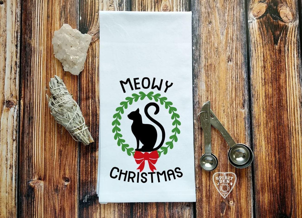 Meowy Christmas Cat Flour Sack Towel 