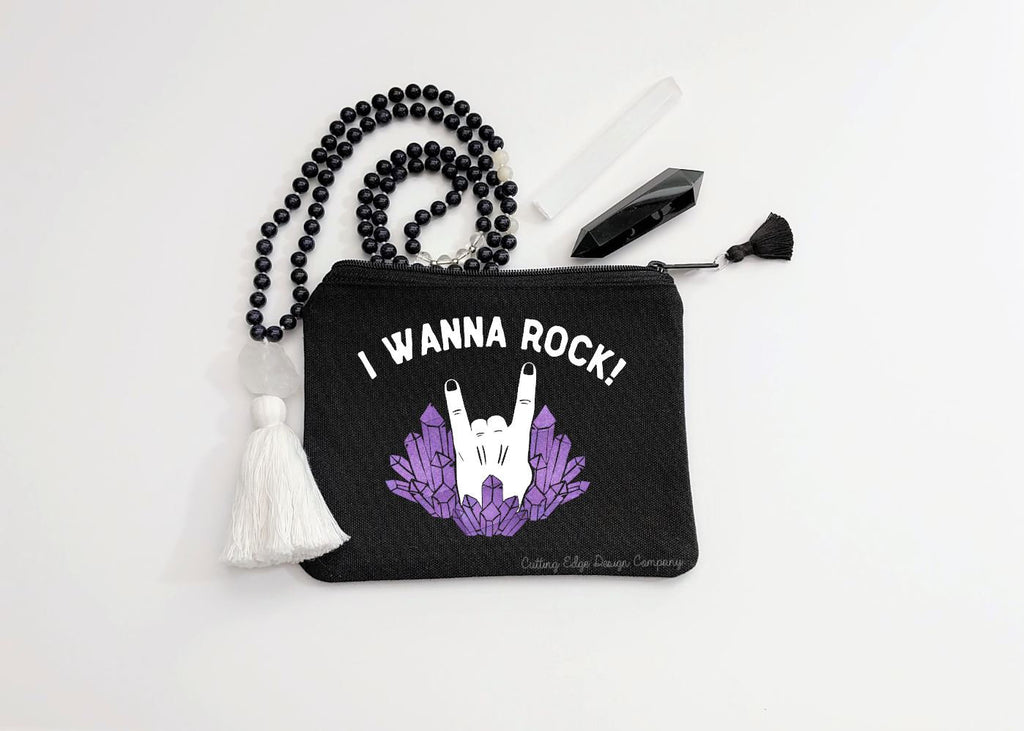 I Wanna Rock Black Zipper Bag 