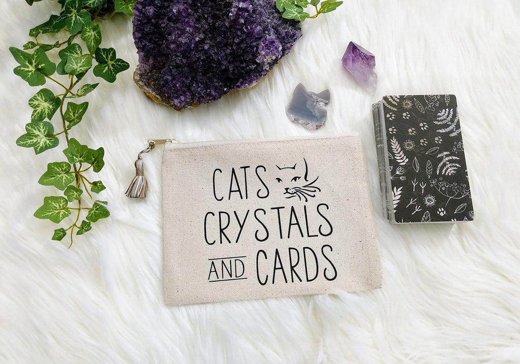 Cats Crystals And Cards Canvas Zipper Bag 