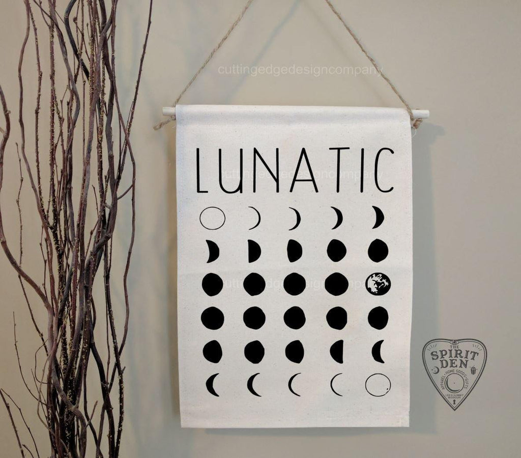 Lunatic Moon Phases Cotton Canvas Wall Decor 