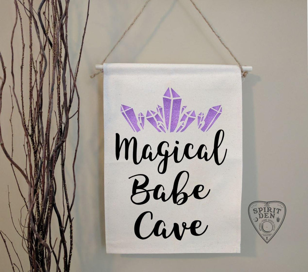 Magical Babe Cave Purple Crystals Canvas Wall Banner 