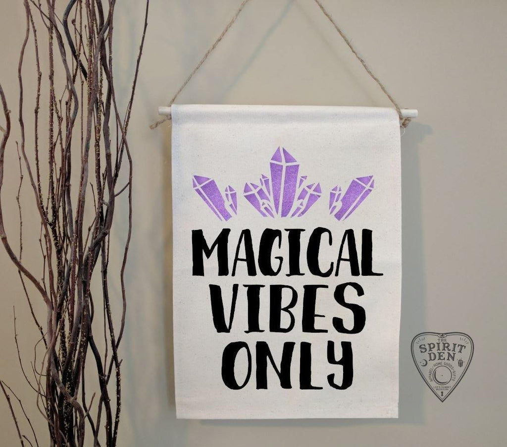 Magical Vibes Only Purple Crystals Canvas Wall Banner 