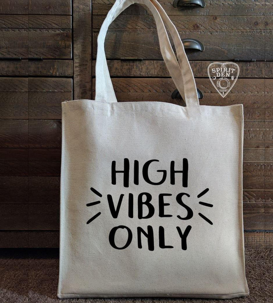 High Vibes Only Cotton Canvas Market Tote Bag - The Spirit Den