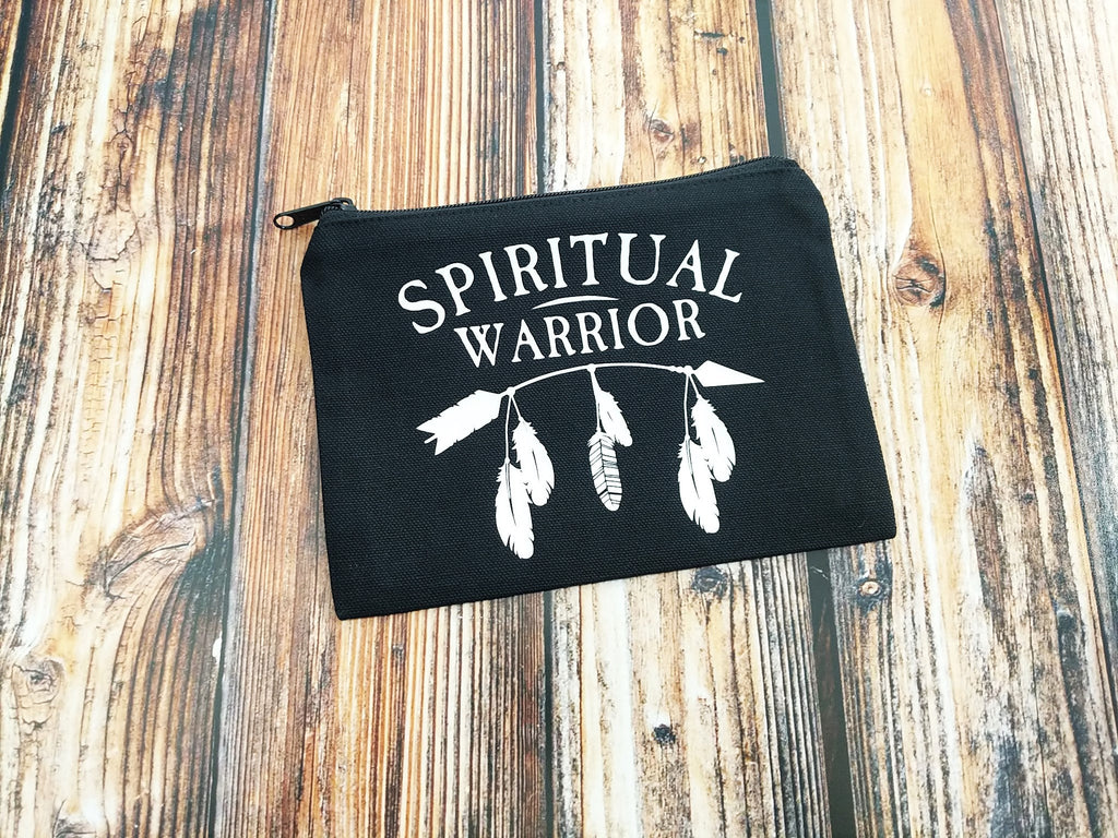 Spiritual Warrior Black Canvas Zipper Bag 