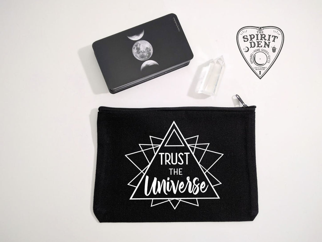 Trust The Universe Black Canvas Zipper Bag 