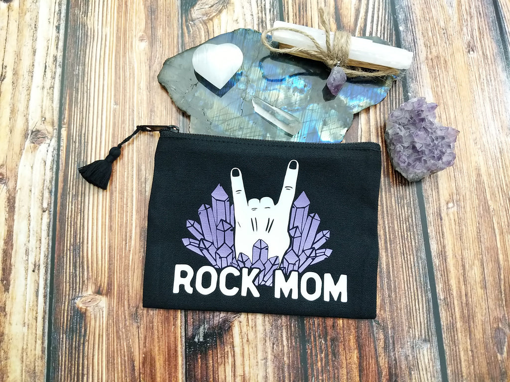 Rock Mom Black Zipper Bag 