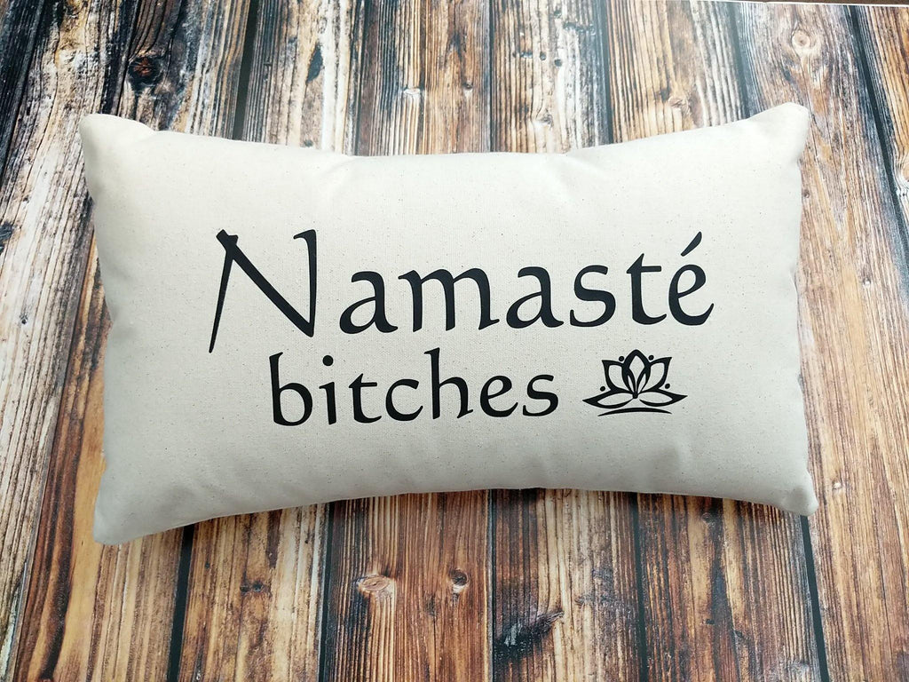 Namaste Bitches Cotton Canvas Lumbar Pillow 
