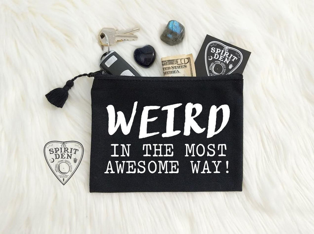 Weird In The Most Awesome Way Black Canvas Zipper Bag 