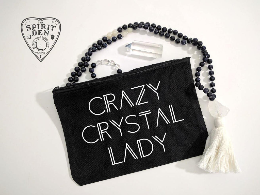 Crazy Crystal Lady Black Zipper Bag 