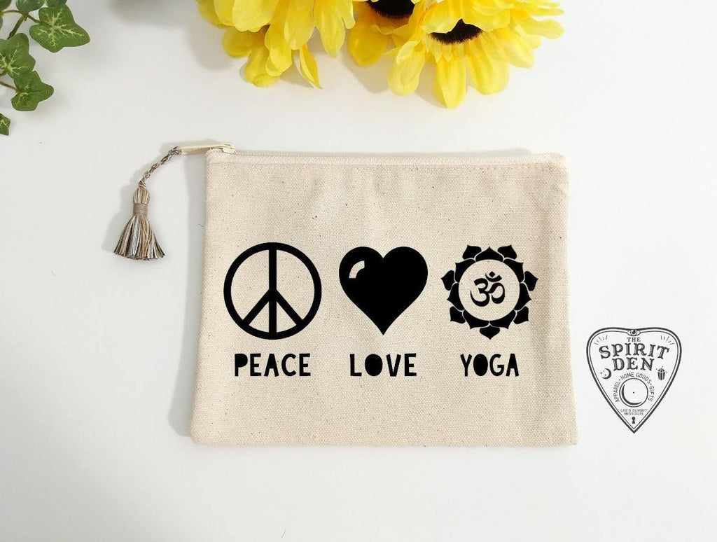 Peace Love Yoga Canvas Zipper Bag 
