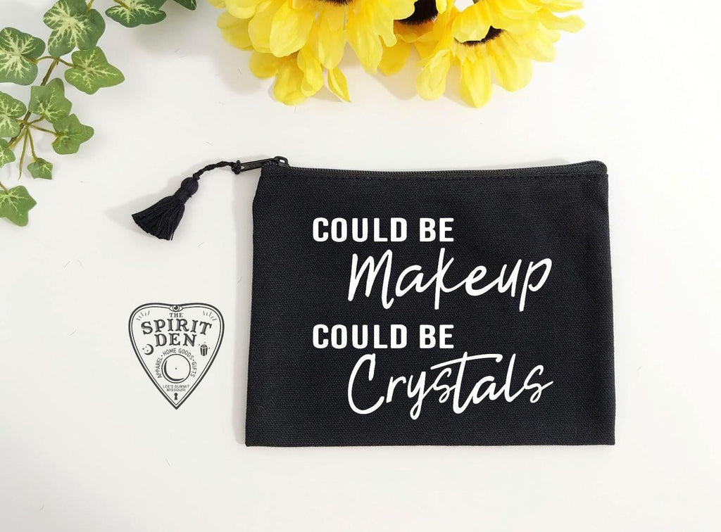 Could Be Makeup Could Be Crystals Black Zipper Bag 