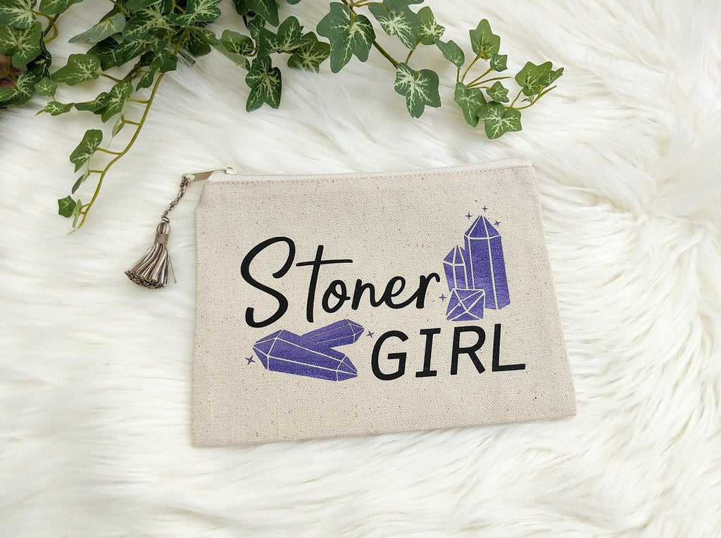 Stoner Girl Crystal Canvas Zipper Bag 