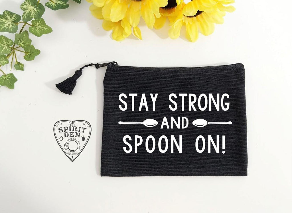 Stay Strong & Spoon On Canvas Zipper Bag 