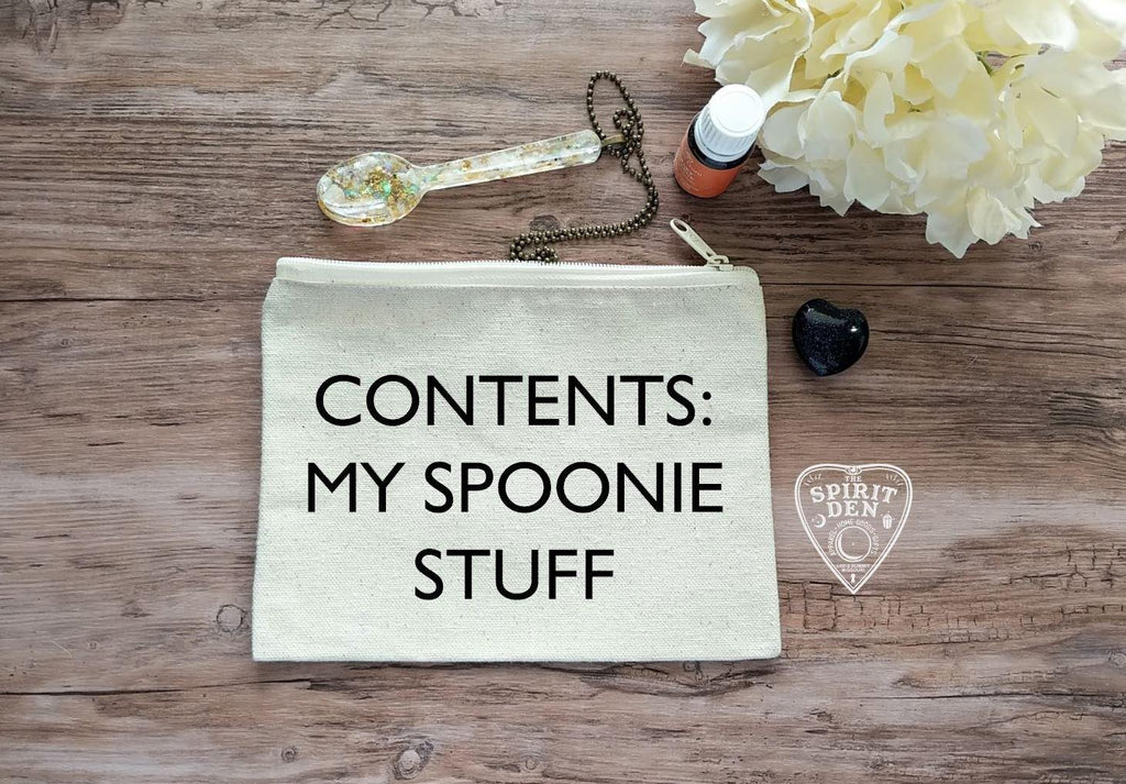 Contents: My Spoonie Stuff Canvas Zipper Bag 