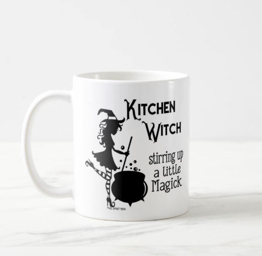 Kitchen Witch - Stirring Up A Little Magic White Mug - The Spirit Den
