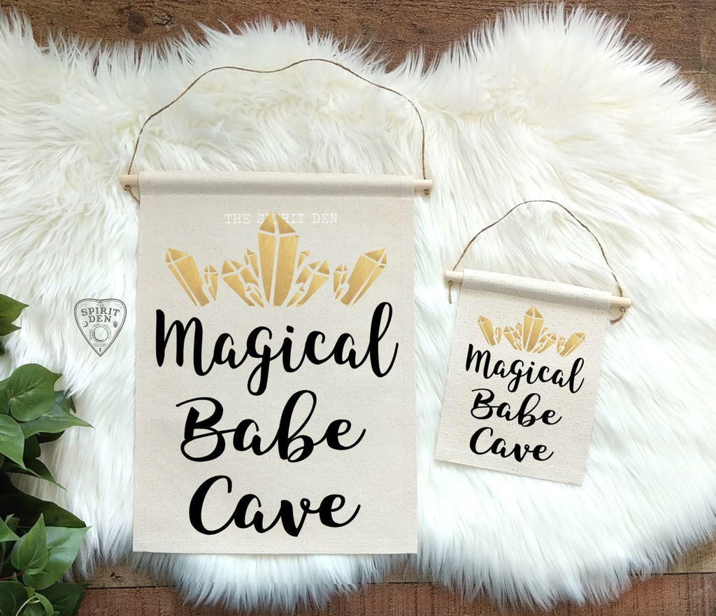 Magical Babe Cave (Gold Crystals) Canvas Wall Banner - The Spirit Den