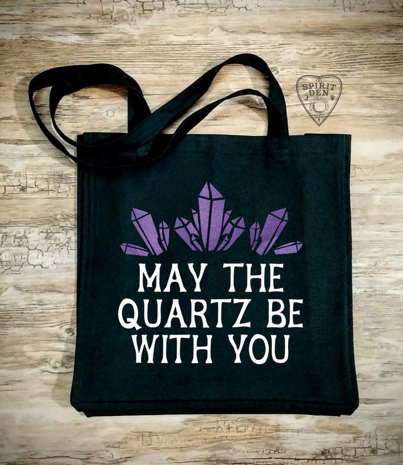 May The Quartz Be With You Black Cotton Canvas Market Tote Bag - The Spirit Den