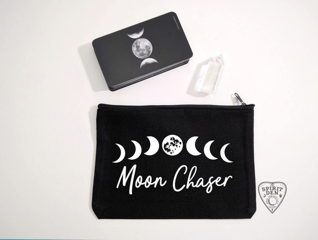 Moon Chaser Moon Phases Black Zipper Bag - The Spirit Den