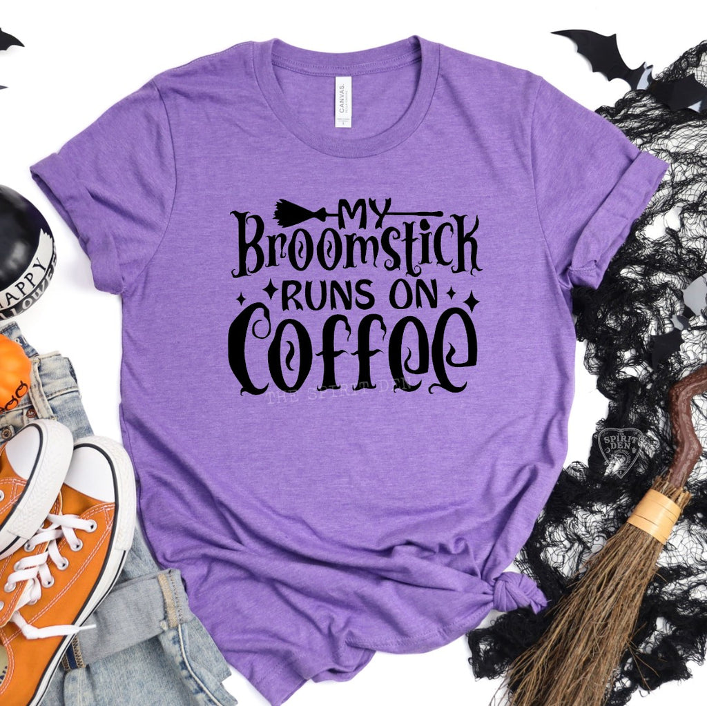 My Broomstick Runs On Coffee Purple Unisex T-shirt