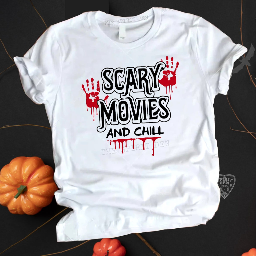 Scary Movies And Chill White Unisex T-shirt