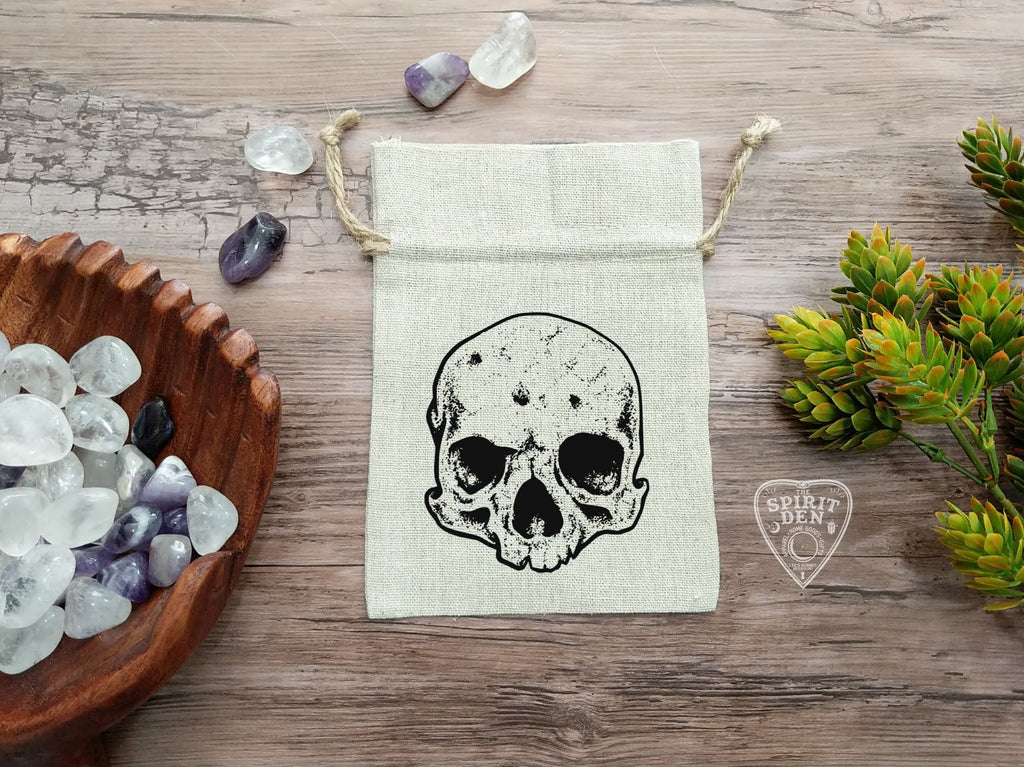 Skull Tarot Drawstring Cotton Linen Bag
