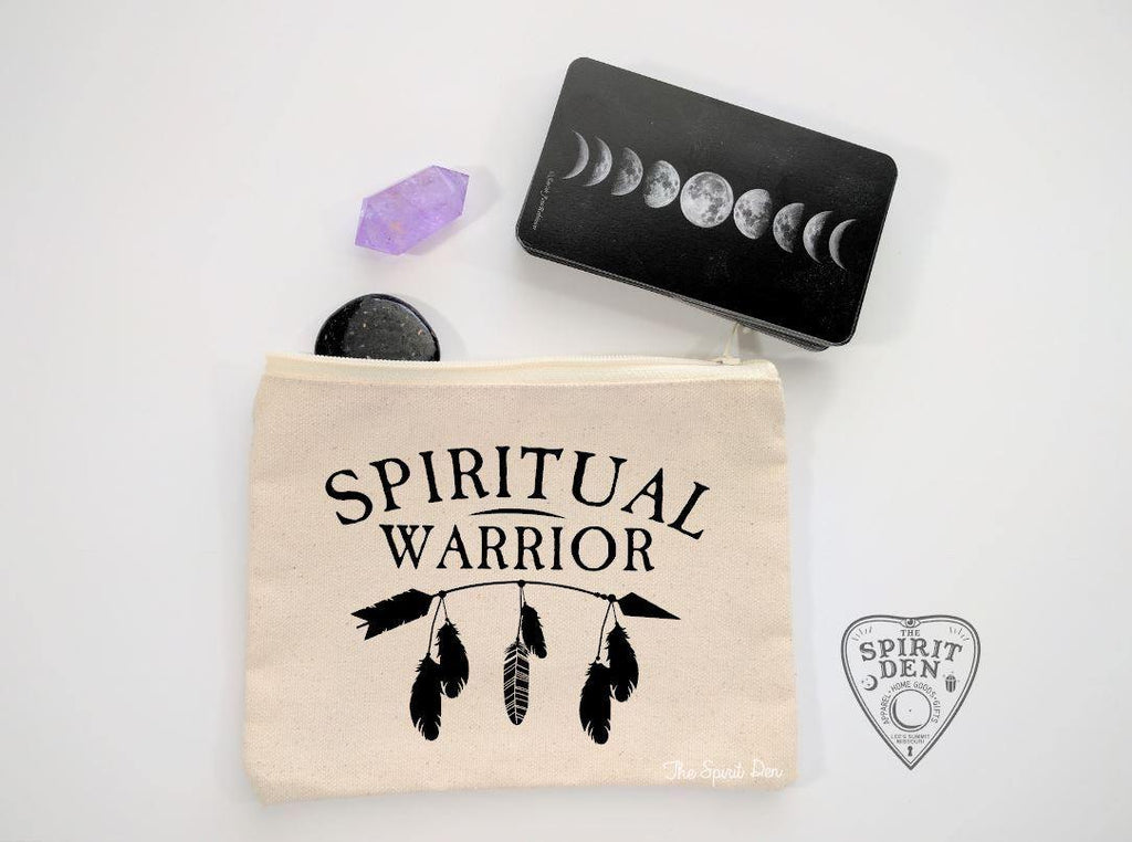 Spiritual Warrior Natural Canvas Zipper Bag - The Spirit Den