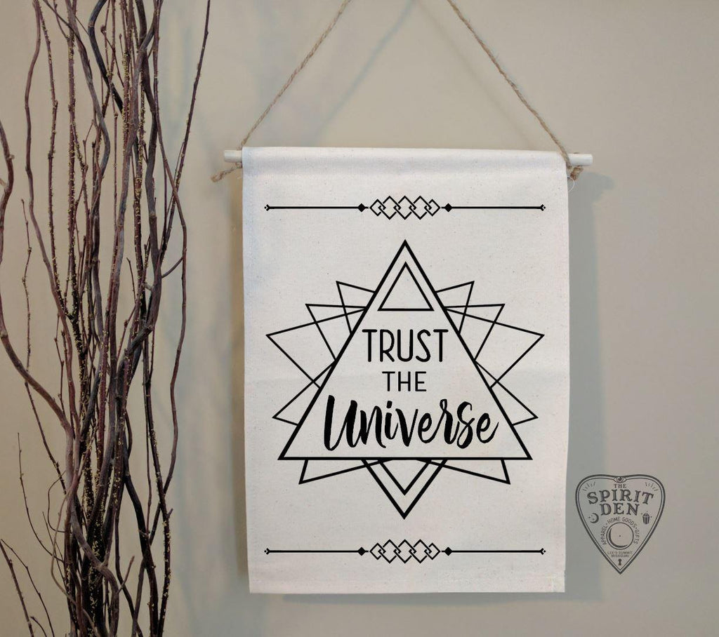Trust The Universe Sacred Geometry Cotton Canvas Wall Banner - The Spirit Den