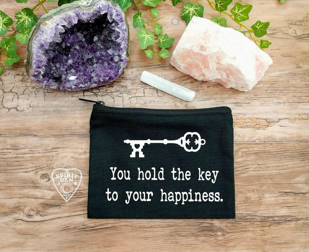 You Hold The Key To Your Happiness Vintage Key Black Zipper Bag - The Spirit Den