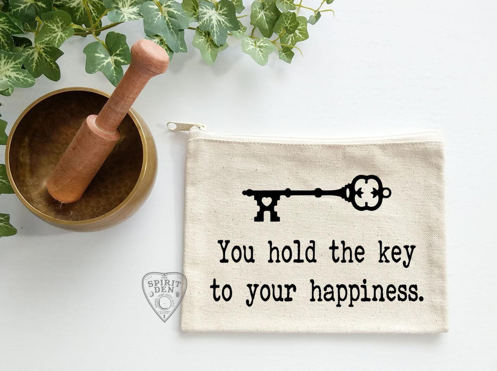 You Hold The Key To Your Happiness Vintage Key Canvas Zipper Bag - The Spirit Den