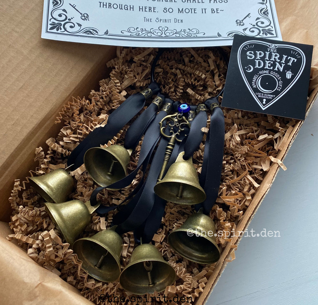 -NEW- Evil Eye Witch Bells With Key | Protection Bells Door Charm