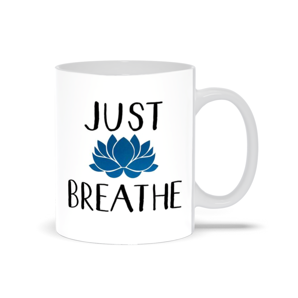 Just Breathe White Mug