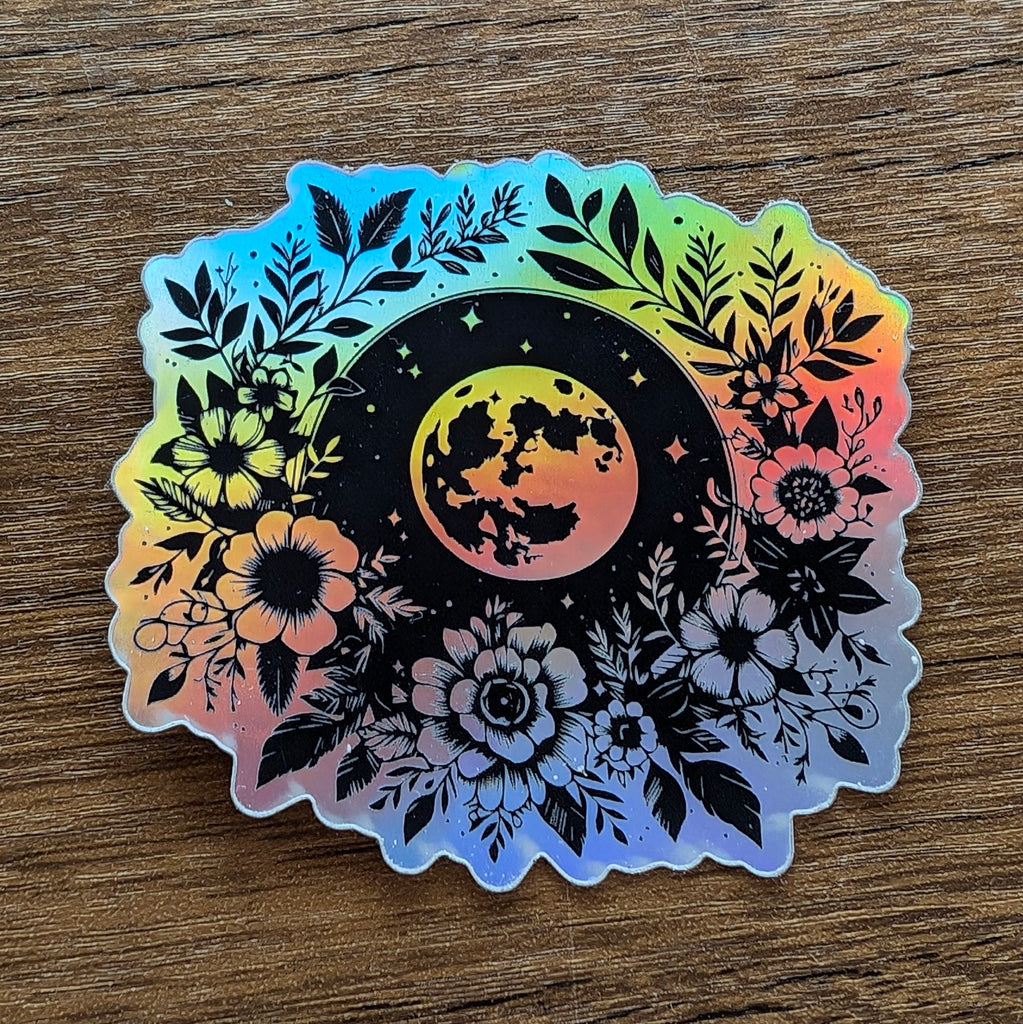 Holographic Flower Moon Sticker