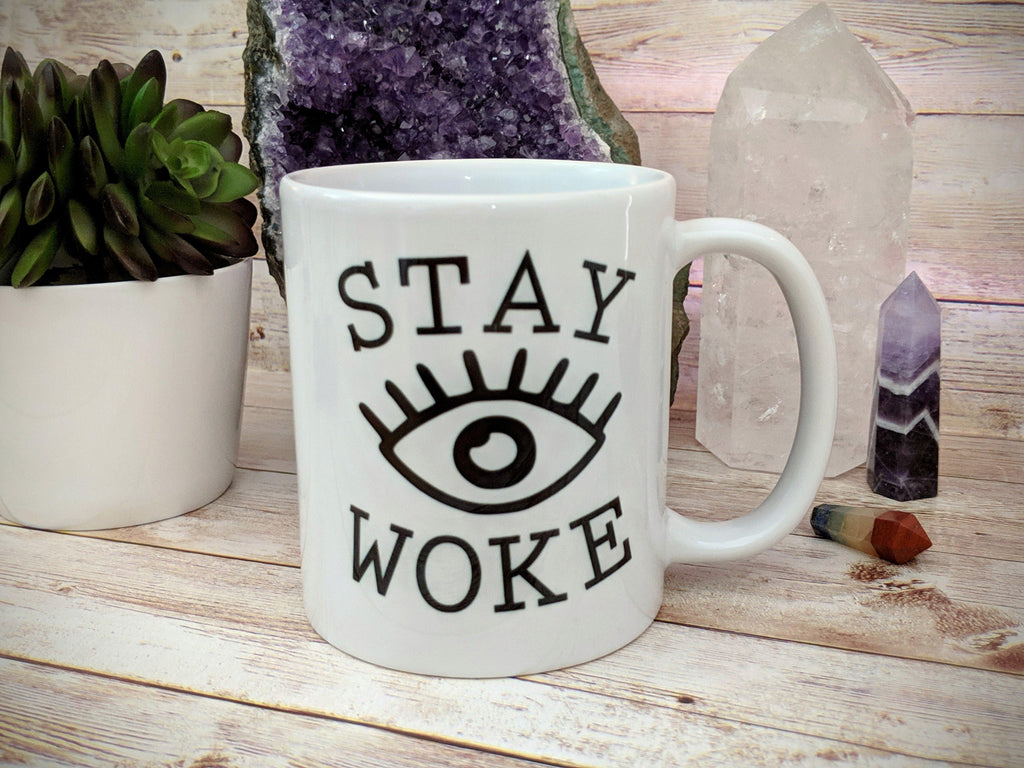 Stay Woke Eye White Mug - The Spirit Den