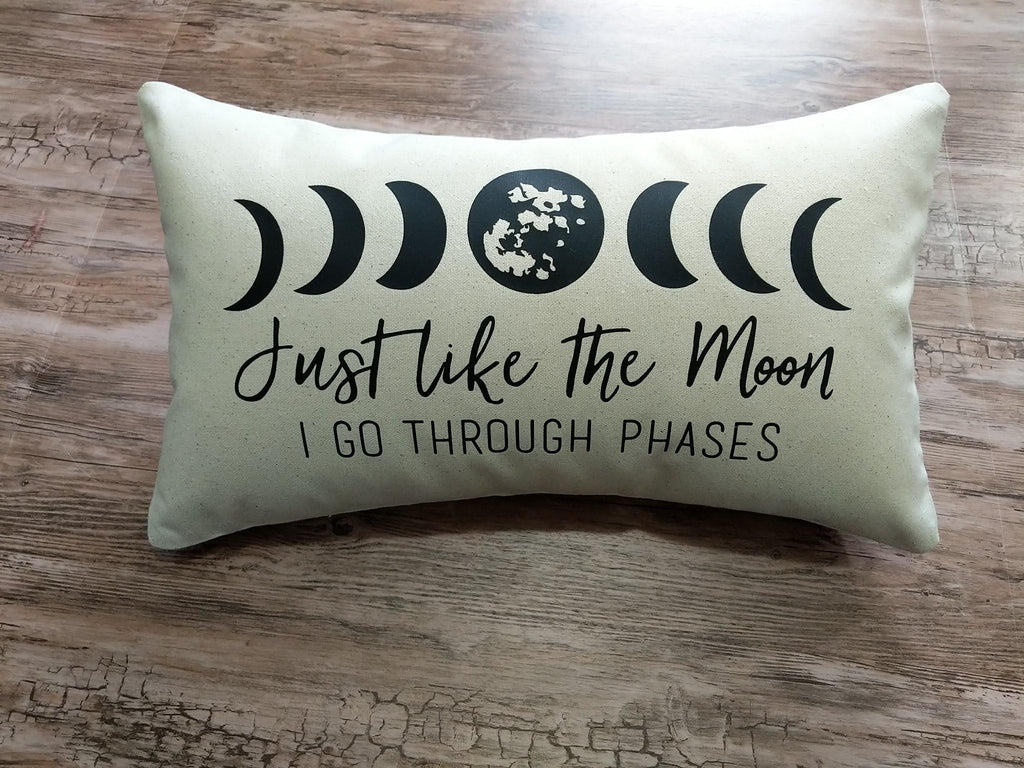 Just Like The Moon I Go Through Phases Moon Cotton Canvas Lumbar Pillow Witch Pillow  Witch Gift  Moon Phases Pillow  Moon Lover Gift  Luna - The Spirit Den