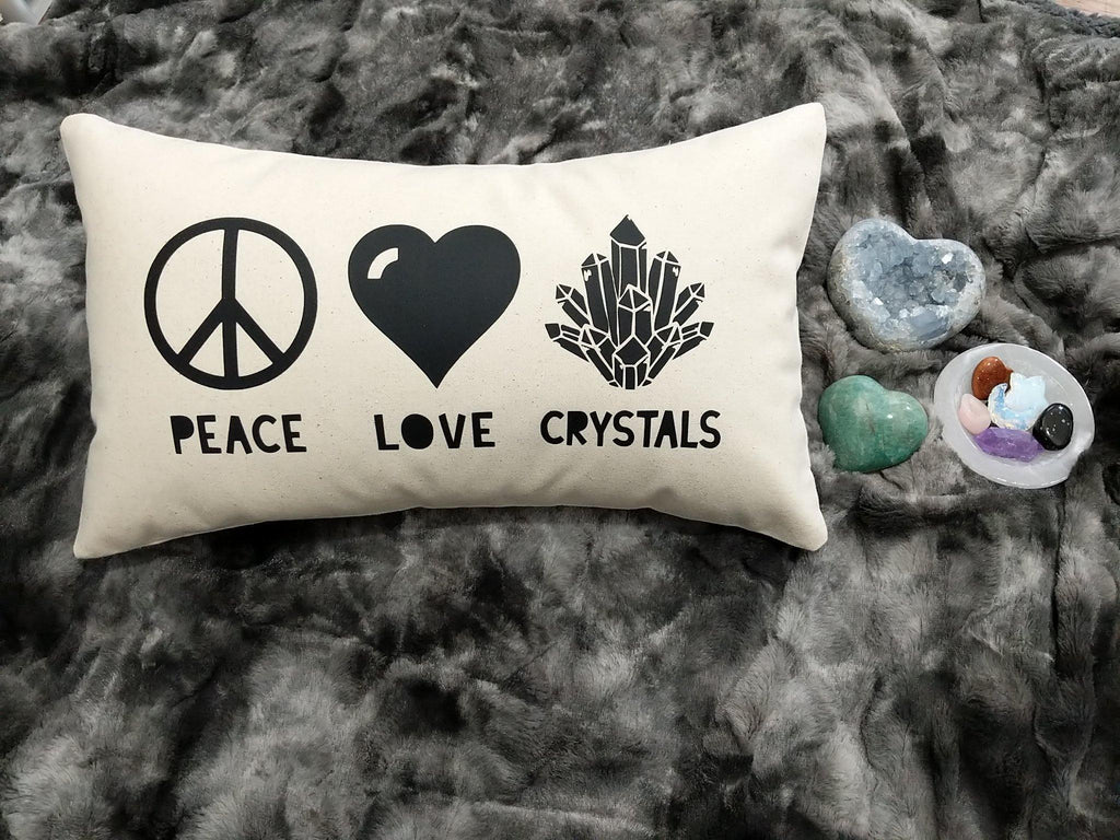 Peace Love Crystals Lumbar Pillow - The Spirit Den