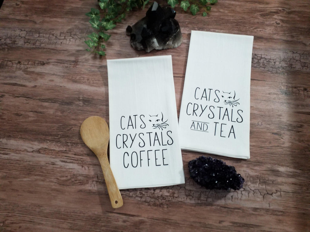 Cats Crystals and Tea Flour Sack Towel - The Spirit Den