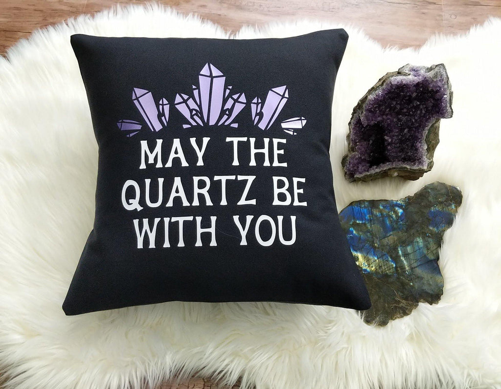 May The Quartz Be With You Black Pillow - The Spirit Den