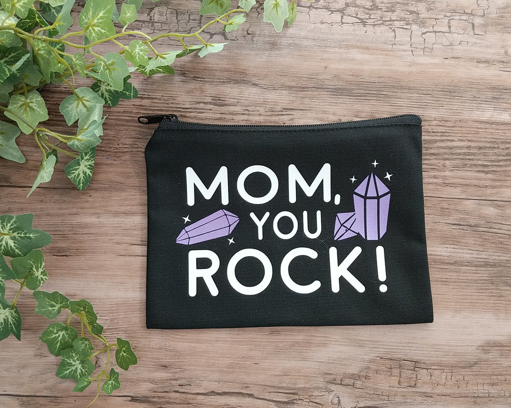 Mom You Rock Black Zipper Bag