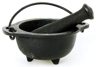 Black Cast Iron Mortar and Pestle Cauldron - The Spirit Den