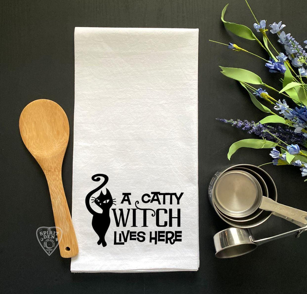 A Catty Witch Lives Here Flour Sack Towel - The Spirit Den