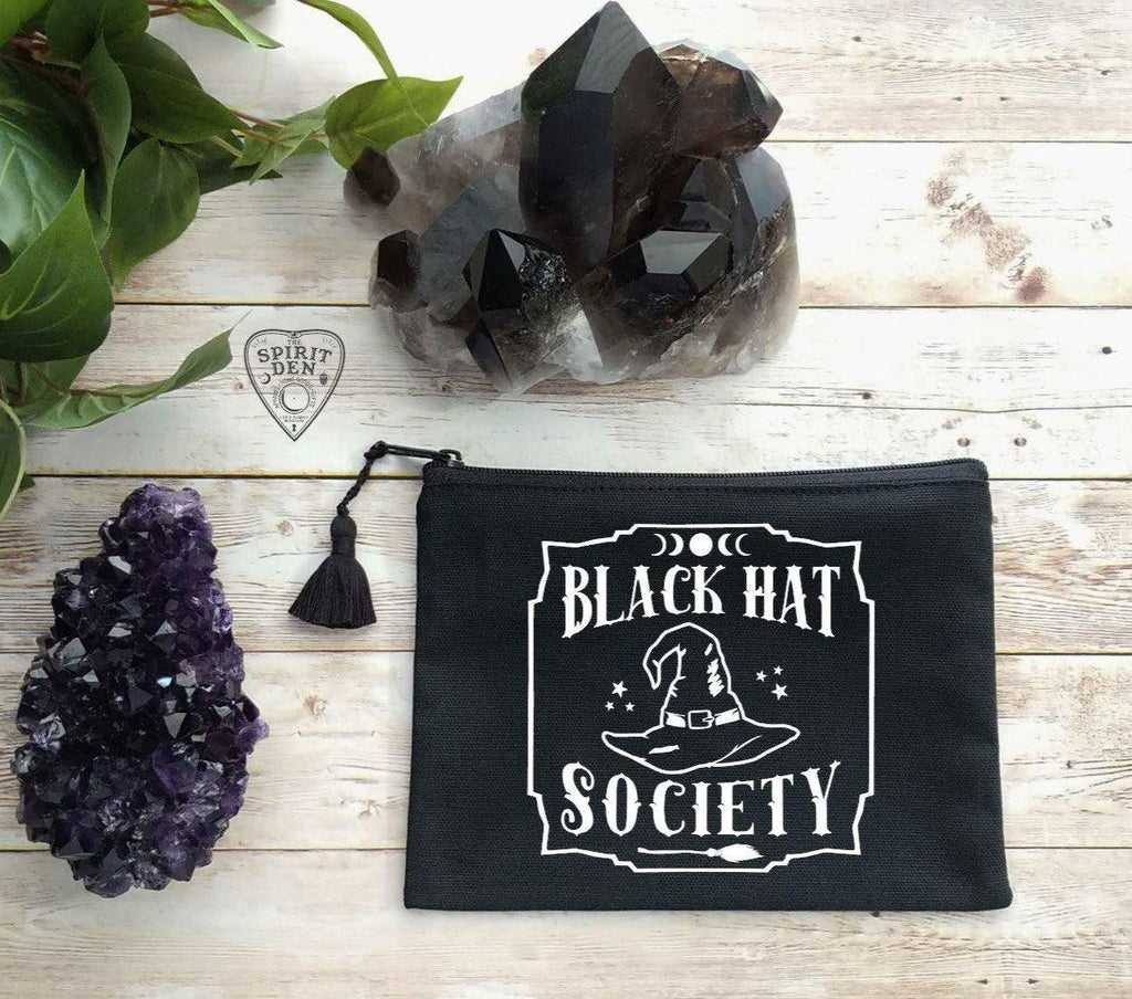 Black Hat Society Witch Hat Black Canvas Zipper Bag - The Spirit Den