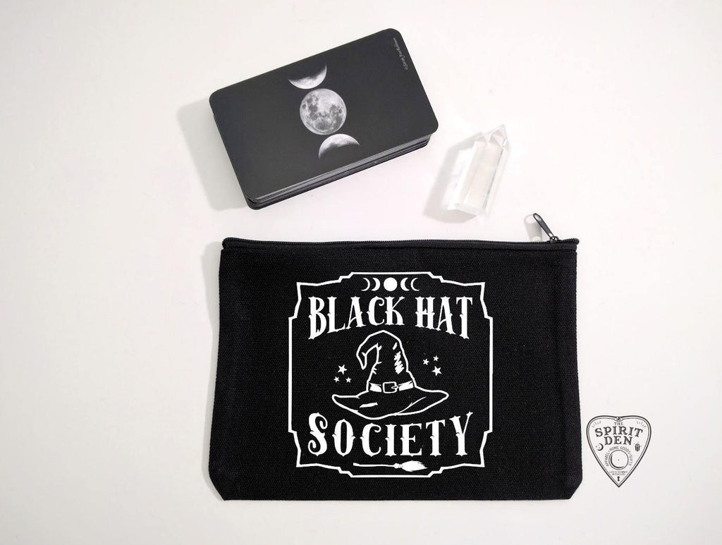 Black Hat Society Witch Hat Black Canvas Zipper Bag - The Spirit Den