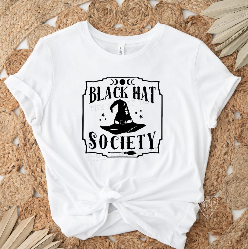 Black Hat Society White Unisex T-shirt