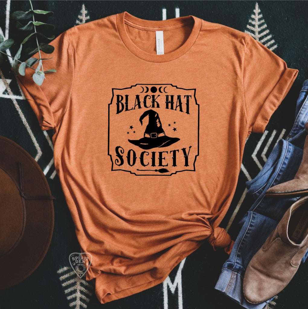 Black Hat Society Orange Unisex T-shirt