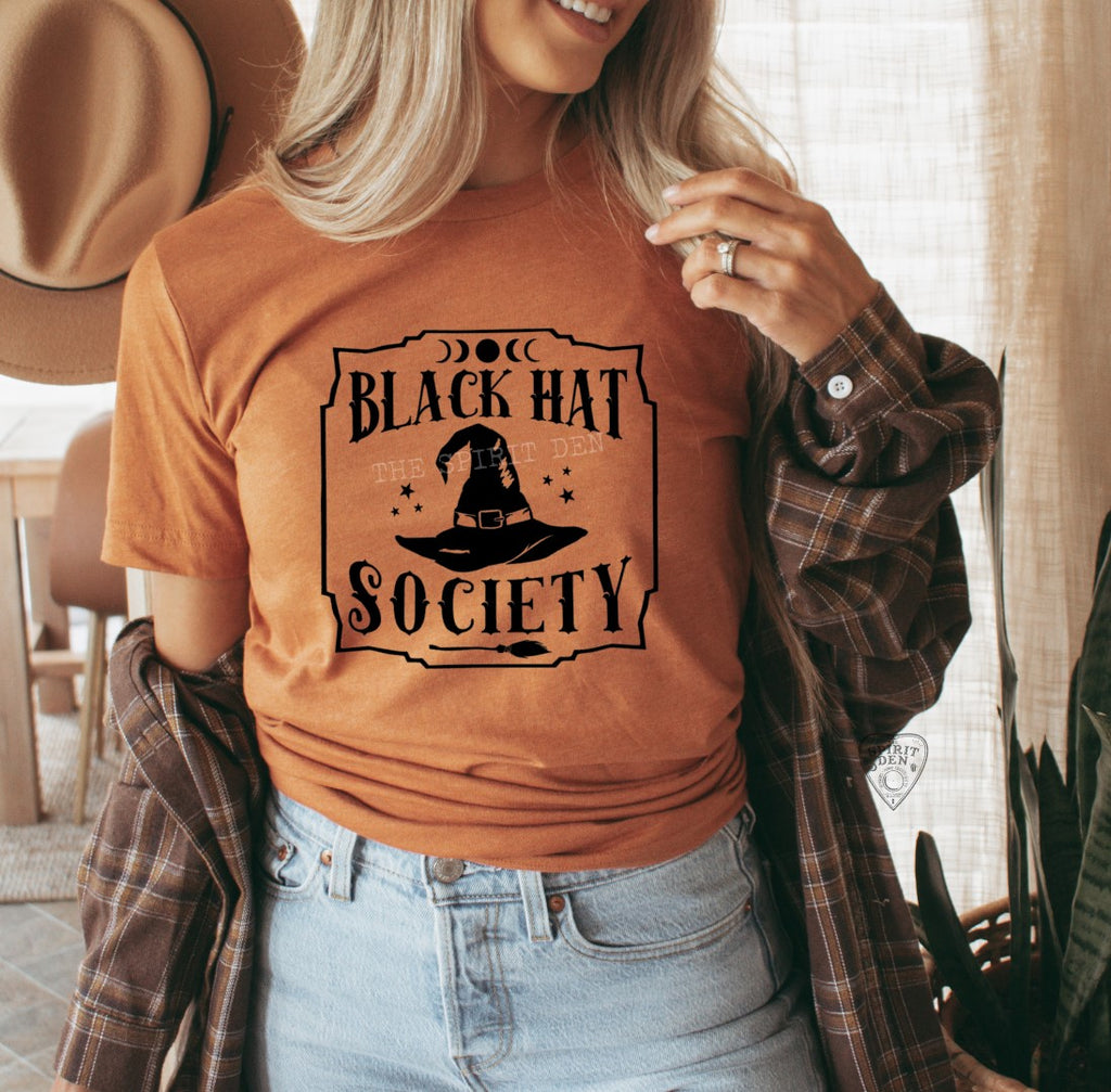 Black Hat Society Orange Unisex T-shirt