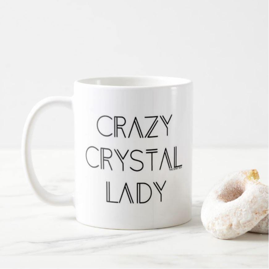 Crazy Crystal Lady White Mug - The Spirit Den