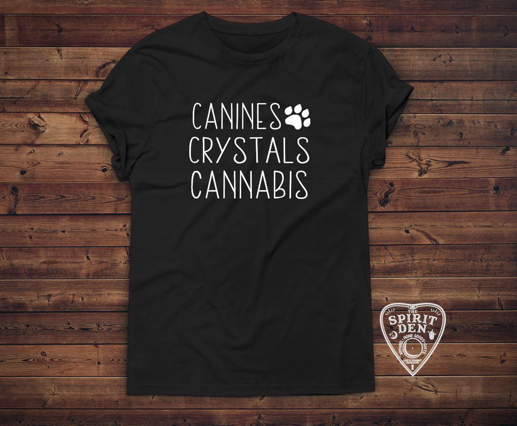 Canines Crystals and Cannabis T-Shirt - The Spirit Den